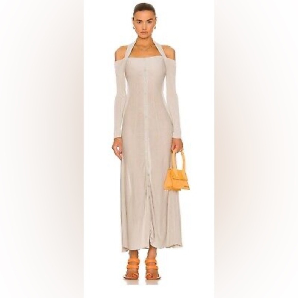 Jacquemus Lagoa Cold-Shoulder Knit Halter Maxi Dress Cream Size 36 / US 4 NWT - Picture 6 of 8